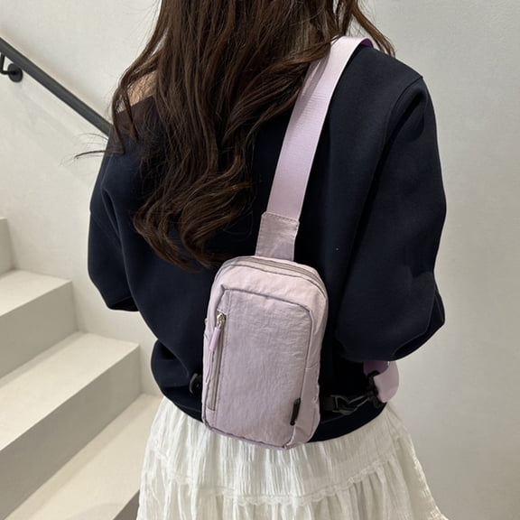 Lilgiuy Mini Crossbody Sling Bag for Women and Men, Solid Color Soft Lightweight Portable Chest Bag Multifunctional Fanny Pack Running Phone Holder for Workout Travelling Outdoor, Purple