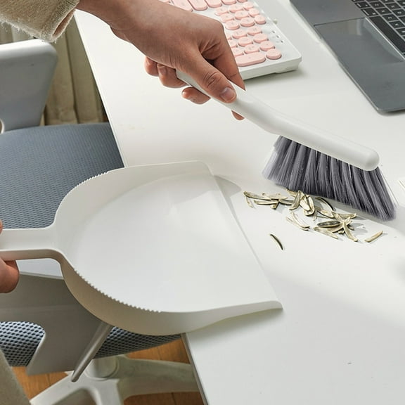 Lilgiuy Mini Dustpan and Brush Set, Portable Small Broom with Dust Pan Handheld Hangable Broom and Dust Pan for Cleaning Desktops, Home, Kitchen, Table, Keyboards, Office, Car, Dark Gray