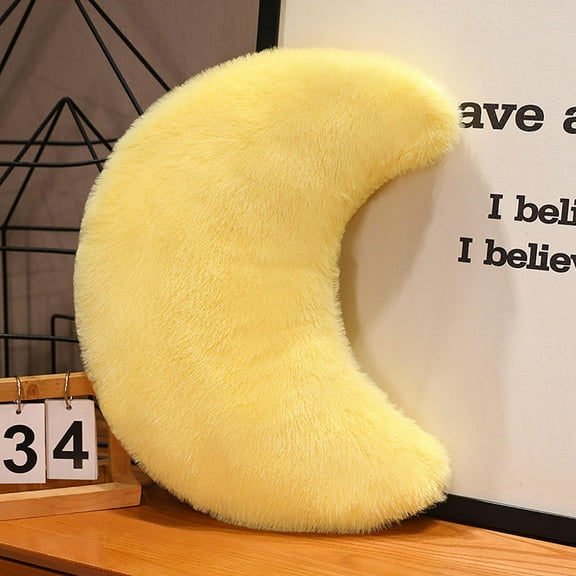 Lilgiuy Moon Shape Plush Pillow Heart Stuffed Plush Pillow 7.9Inch Cute Moon Stuffed Cushion Toy Throw Pillow Gift for Christmas New Year Birthday Wedding Lovers Festival (Yellow)