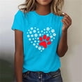 thumbnail image 1 of Lilgiuy National Pet Day Dog Paw Love Heart Print T-Shirt for Women Summer Solid Color Short Sleeve Soft Lightweight Cute Dog Mom Graphic Tees Tops Gift for Dog Lovers(Sky Blue,XL), 1 of 4