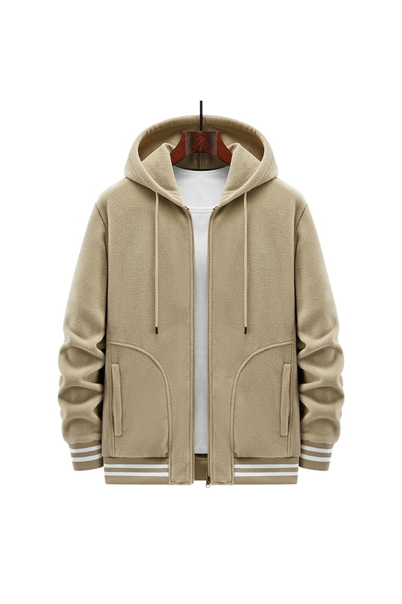 New Fashion Casual Men's Fleece Long Sleeve Hoodless Casual Jacket Coat for Basketball Football
