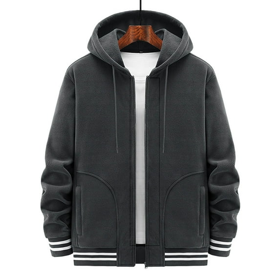 Lilgiuy New Fashion Casual Men's Fleece Long Sleeve Hoodless Casual Jacket Coat for Work Office Business