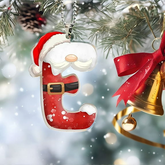 Lilgiuy New Letter Ornaments for Christmas Tree, Christmas Letters Ornaments A to Z Ornament Letters Decorative Hanging Xmas Alphabet Letters for Christmas Tree Mantle Christmas Ornaments(E)