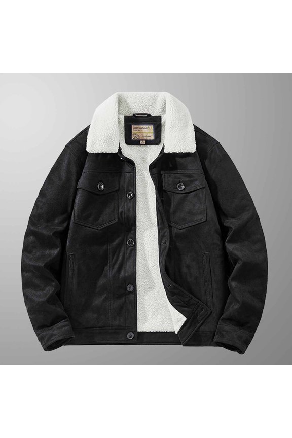 The New Novelty Casual Winter Lapel Casual Jacket and Velvet Padded Jacket Long Sleeve Hoodless Casual Outwear & Jackets Gifts for Your Family or Friends