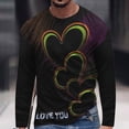 thumbnail image 1 of Lilgiuy New Valentine's Day Men's 3D Printing Long Sleeve T-shirt Fashion Casual Loose Round Neck Undercoat Top Blouses & Shirts for Gym Workout Jogging Beach, 1 of 5