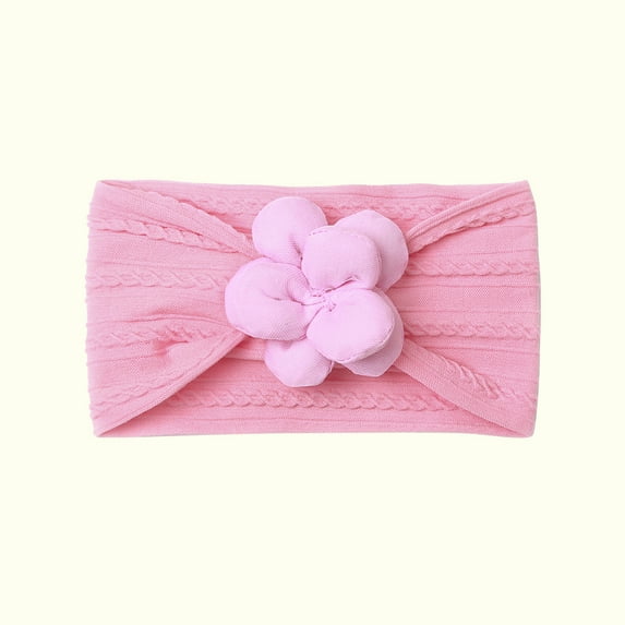 Lilgiuy Newborn Girls Cute Bandhand Soft Solid Flowers Bows Soft Stretchy Elastic Band Hair Accessories for Baby Shower
