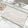 thumbnail image 1 of Lilgiuy Non Slip Bath Mat Bathroom Rugs, Soft Floral Lightweight Bath Mats, Super Absorbent Quick Dry Bath Rug Shower Mat, Fit Under Door Bathroom Floor, Machine Washable, White 16"x24", 1 of 7