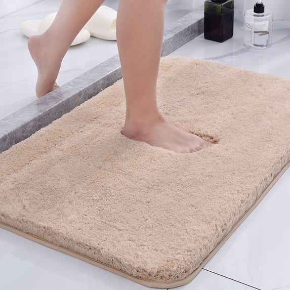 Lilgiuy Non Slip Bath Mat for Bathroom (16 x 24, Beige) Water Absorbent Soft Non-slip, Machine Washable Thick Plush Bath Rugs for Shower Bathroom Spa