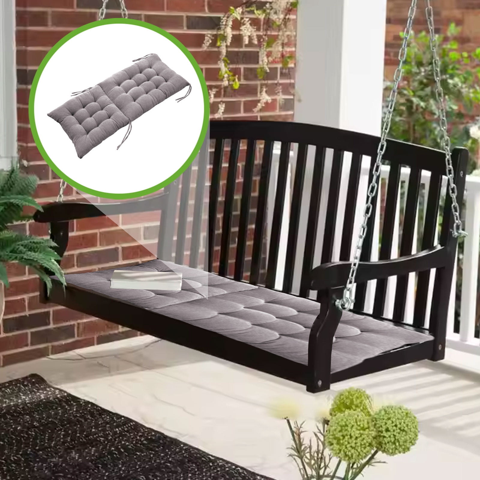 Lilgiuy Outdoor Benches Cushion 17.72x39.37in Super Soft Comfortable & Watertight Patio Furniture Cushions Tufted Garden Seat Pads for Indoor Outdoor Garden Porch Sofa Settee Couch, Gray