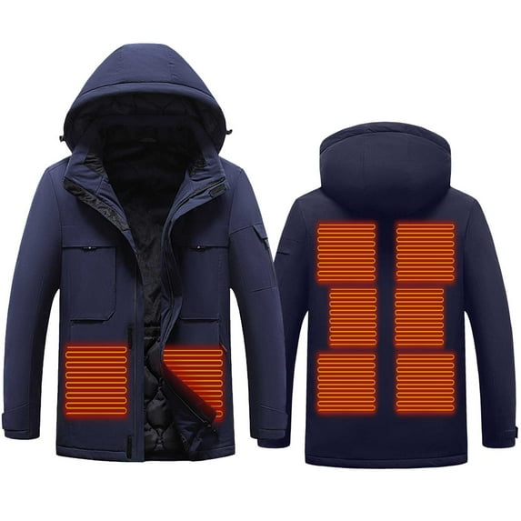 Lilgiuy Outdoor Warm Clothing Heated For Riding Skiing Fishing Charging Via Heated Coat Dark Blue() Winter Clothes for 2022