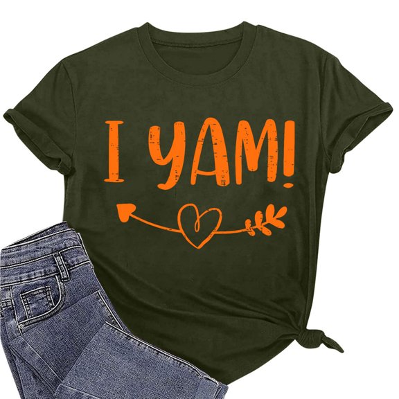 Lilgiuy Oversized T Shirts for Womens Valentine's Day Tops Dressy Casual Letter Print Round Neck Graphic Pullover Tee for Carnival Time