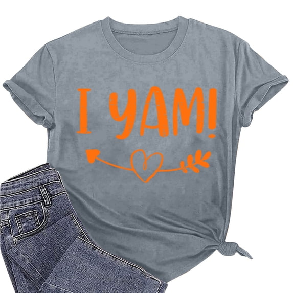Lilgiuy Oversized T Shirts for Womens Valentine's Day Tops Dressy Casual Letter Print Round Neck Graphic Pullover Tee for Hawaiian