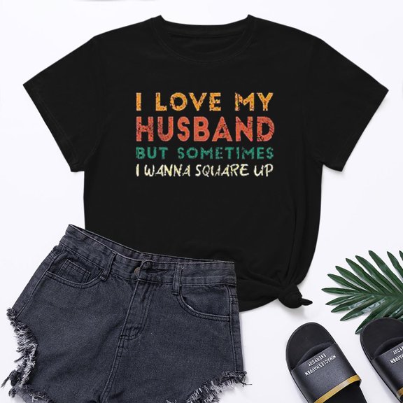 Lilgiuy Oversized Valentines Day Shirt for Womens Valentine Round Neck Shirt Letter Print Short Sleeve Tee Family Holiday T-Shirt Blouse for Take Photo