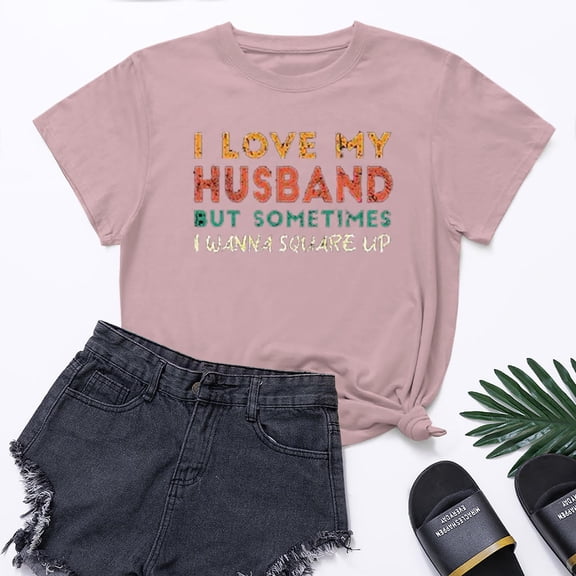 Lilgiuy Oversized Valentines Day Shirt for Womens Valentine Round Neck Shirt Fun Letter Print Short Sleeve Tee Family Holiday T-Shirt Blouse Outwear