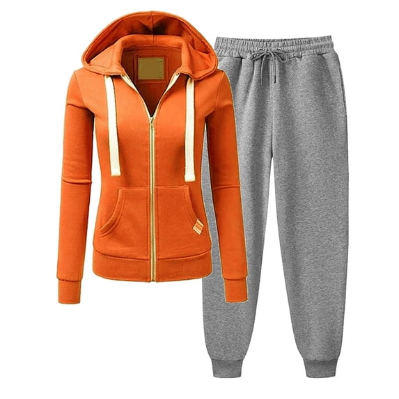 Lilgiuy Pant Sets for Women Two Piece Outfits Solid Color Cute Matching Set Long Sleeve Hoodie Plus Size Trendy Sweatsuits for New Year Thanksgiving