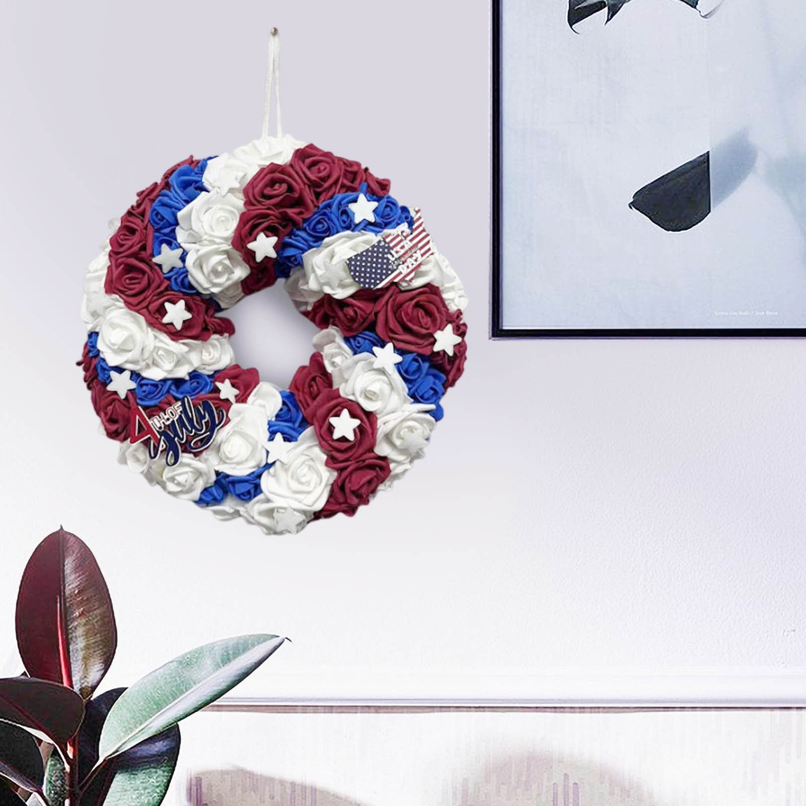 Lilgiuy Patriotic Wreath, 14.96 Inch 4th of July Wreath for Front Door ...