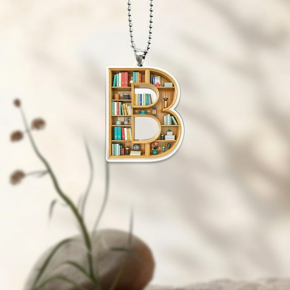 Lilgiuy Personalized Book Christmas Ornament 26 Letters Hanging Pendant Ornaments 2024 Acrylic Initial Monogram Xmas Tree Decorations with Hanging Rope Unique Customized Fun Gift for Kids(B)