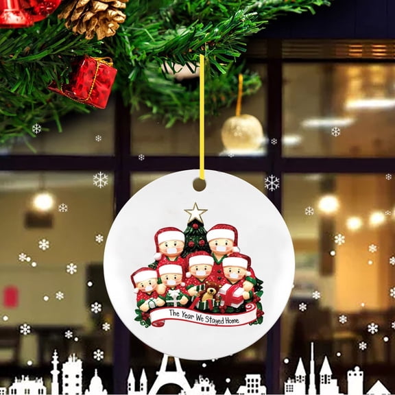 Lilgiuy Personalized Christmas Ornaments Family of 2/3/4/5/6 Christmas Hanging Ornament, Christmas Tree Decoration Gifts, 3.15" × 3.15" (6 Members)