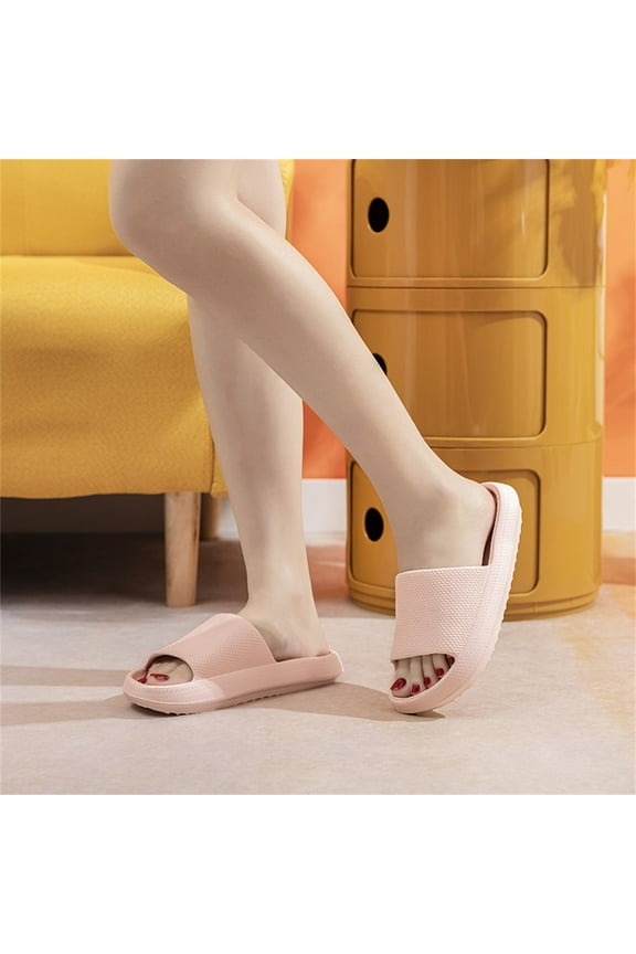 Pillow Slippers for Women and Men, Massage Shower Bathroom Non Slip Quick Drying Slide Sandals Open Toe Thick Sole Super Soft Comfy House Slippers for Seaside Hawaiian(Pink,8.5)