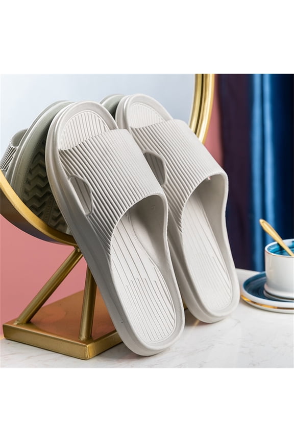 Pillow Slippers for Women and Men Non Slip Quick Drying Shower Slides Sandals Bathroom Beach Pool Soft Thick Sole Slippers House Slippers for Daily Wear(Gray,8.5)