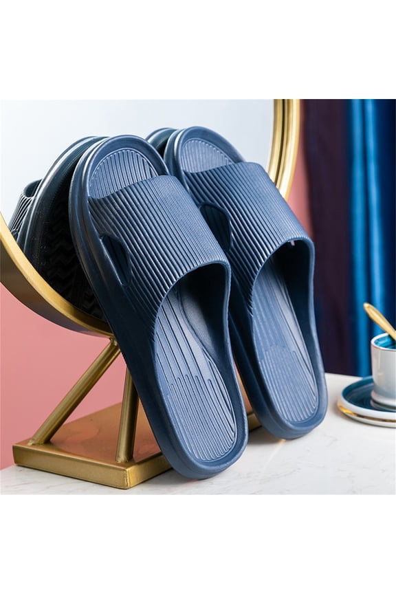 Pillow Slippers for Women and Men Non Slip Quick Drying Shower Slides Sandals Bathroom Beach Pool Soft Thick Sole Slippers House Slippers for Gym Exercise(Navy,8.5)