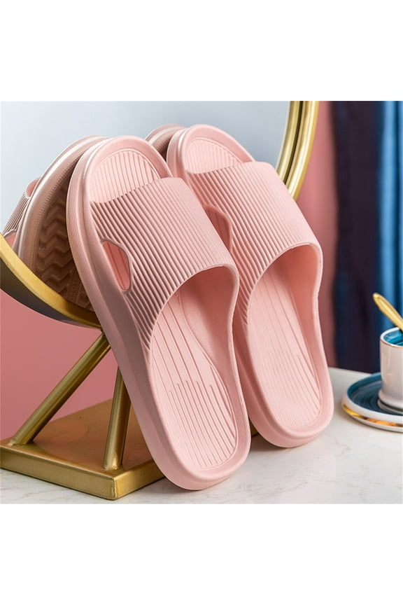 Pillow Slippers for Women and Men Non Slip Quick Drying Shower Slides Sandals Bathroom Beach Pool Soft Thick Sole Slippers House Slippers for Spa(Pink,7)