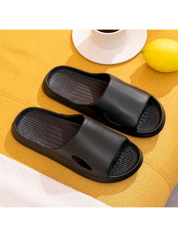 Pillow Slippers for Women Men Soft Thick Sole Non Slip Quick Drying Shower Slides Bathroom Slide Sandals Lightweight House Slippers Playwear(Black,9)