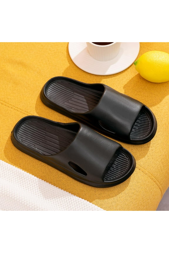 Pillow Slippers for Women Men Soft Thick Sole Non Slip Quick Drying Shower Slides Bathroom Slide Sandals Lightweight House Slippers Streetwear(Black,7.5)