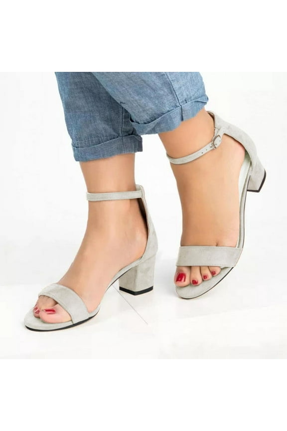 Platform Sandals for Women Summer Ankle Strap Low Block Chunky Heels Sandals Strappy Buckle Sandals for Wedding Party Birthday (Beige)