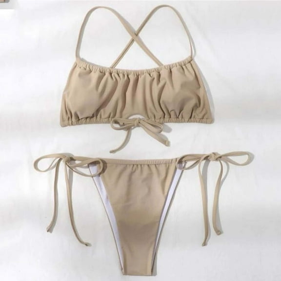 Lilgiuy Plus Size Swimsuit for Fashion Women Split Swimsuit Show Waist Printing Charming Bikini