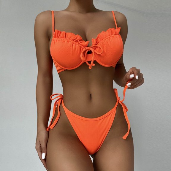 Lilgiuy Plus Size Swimsuit for Women's Fashion Bikini Sets Charming Swimming Bathing Adult Two Piece Swimsuit Bathing Suit
