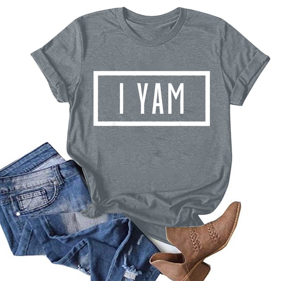 Lilgiuy Plus Size T Shirts for Women Cute Letter Print Tees Shirts Crewneck Summer Short Sleeve Tops Casual Loose Fit Blouses for Home Leisure