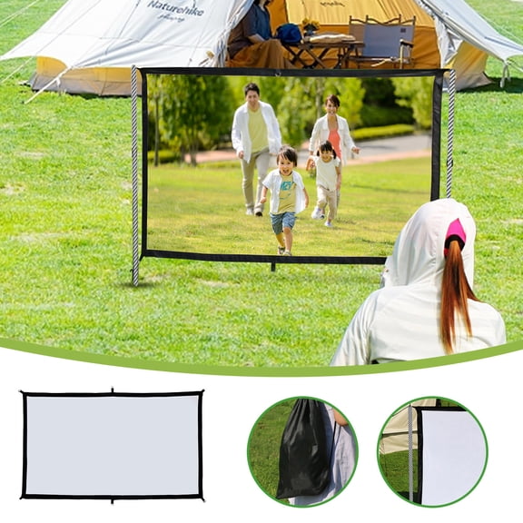 Lilgiuy Projector Screen, 60.62 "x 33.46 " Thicken Portable Foldable Non Crease Soft White Indoor Outdoor Projector Curtain Projection Screen for Home, Party,Camp
