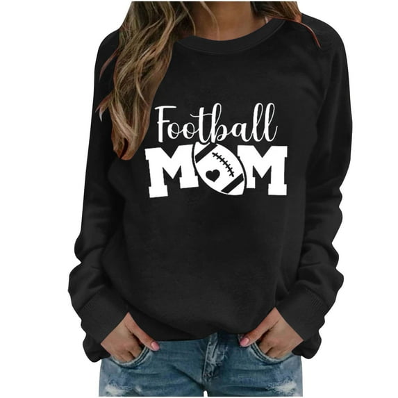 Lilgiuy Pullover Sweatshirt for Women Round- Neck Print Recreational Long Sleeve Tops for Hunting Skiing
