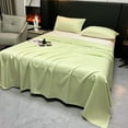thumbnail image 1 of Lilgiuy Queen Size Silk Flat Sheet Only Hair and Skin, Super Soft Breathable Lightweight Skin-friendly Bed Top Sheet, Wrinkle, Fade Resistant for Hotel Home, 62.99x86.61 in, Green, 1 of 6