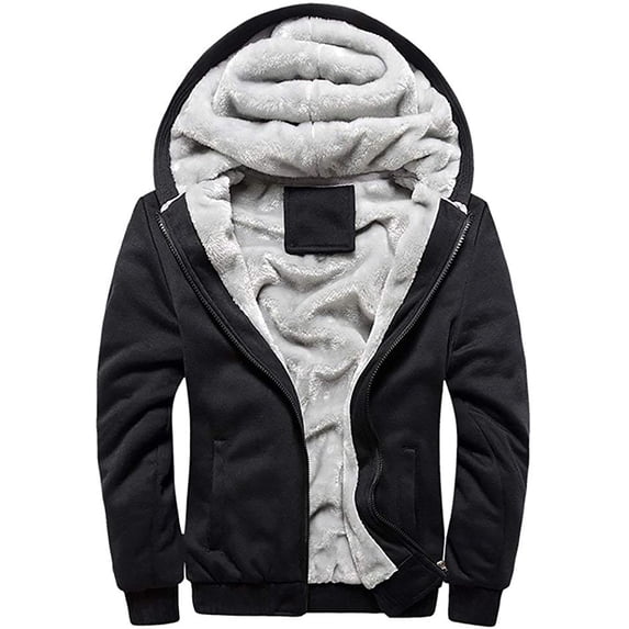 Lilgiuy Sales Hoodies for Men Full Zip Up Hooded Fleece Jackets Warm Thick Wool Coats Sweatshirts Pullover Winter Sherpa Lined Jacket Coats D,black