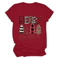 thumbnail image 1 of Lilgiuy Sales Merry Christmas Shirt for Women Letter Pattern Cute T-Shirt Leopard Plaid Tree Casual Graphic Print Funny Crewneck Tees Tops, 1 of 5