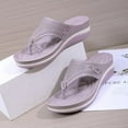 thumbnail image 1 of Lilgiuy Sandals for Women Flip Flops Wedge T-Strap Orthopedic Sandals Comfortable Beach Shoes Dressy Summer Sandals for Daily Wear(Purple,7), 1 of 5
