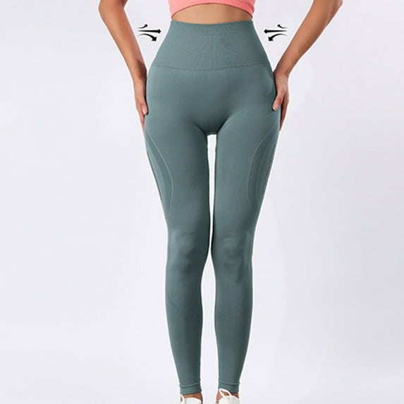 Lilgiuy Seamless Workout Leggings for Women Casual Solid Color Tummy Control Scrunch Butt Liffting Tights High Waisted Gym Yoga Pants Holiday Gifts Green(S-Xl)