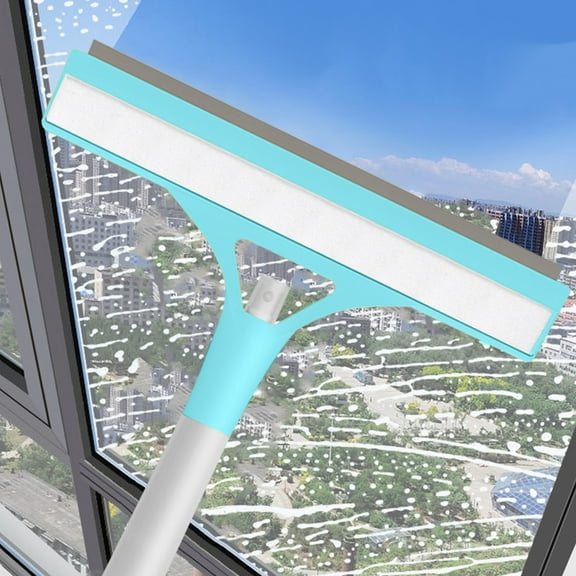 Lilgiuy Shower Squeegee for Glass Doors, Squeegee for Window Cleaning, Multi-purpose Window Cleaner Tool for Car Squeegee, Mini Window Squeegee for Home, 7.87" Blade and 9.06" Long Handle, Blue