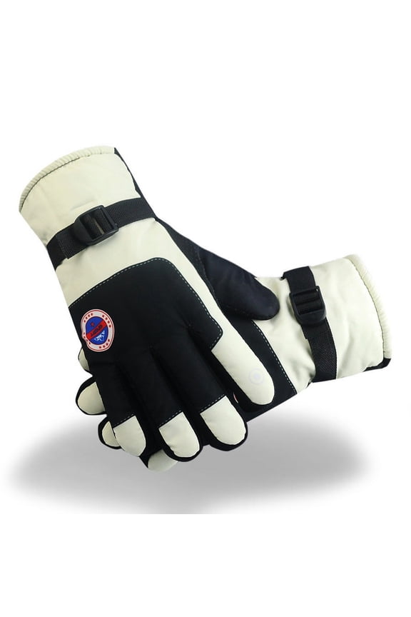 Ski Gloves for Mens Womens 2024 Cold Weather Winter Plus Velvet Double Layer Warm Snow Gloves Windproof Waterproof Snowboard Gloves for Skiing, Snowboarding, Snowmobiling, White