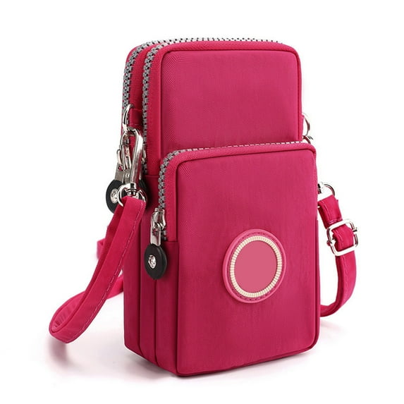 Lilgiuy Small Crossbody Wallet for Women Phone Bag 3 Layer Large Capacity Mini Crossbody Purse Cell Phone Shoulder Bag Mini Wallet Over Shoulder Strap Gift for Mum, Wife, Girlfriend, Red