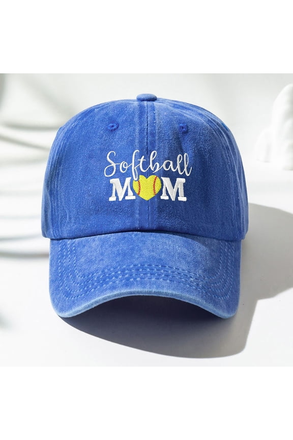 Softball Hat for Women Men Fun Solid Color Letter Print Comfortable Lightweight Sport Baseball Cap for Fathers and Mothers Day(Blue)