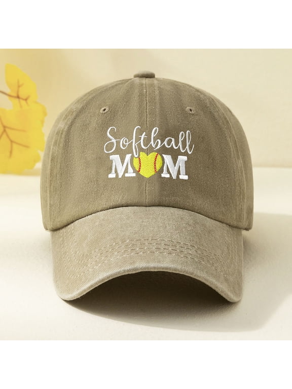 Softball Hat for Women Men Fun Solid Color Letter Print Comfortable Lightweight Sport Baseball Cap for Fathers and Mothers Day(Khaki)