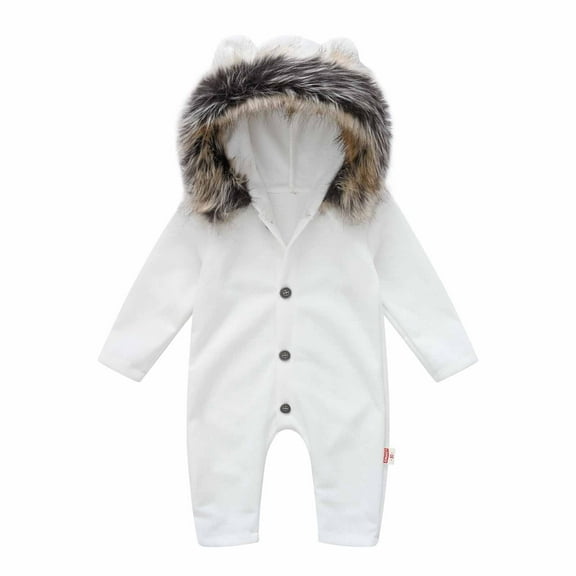 Lilgiuy Spring And Autumn Infant Toddler Baby Long Sleeve Hooded Collar Romper Bodysuit Jumpsuit，White,12-18 Months Winter Fashion 2022