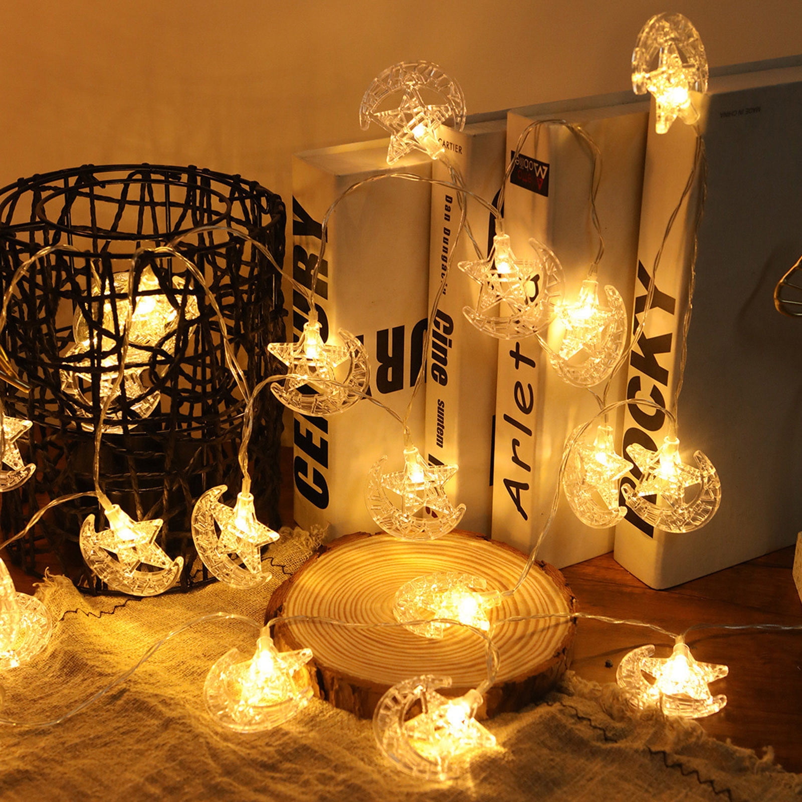 Lilgiuy Starss Moonss String Lights Battery Operated 10