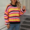 thumbnail image 1 of Lilgiuy Stripe Sweater for Women Fashion Casual Color Long Sleeve Round-Neck Sweater for Photoshot, 1 of 5