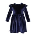 thumbnail image 1 of Lilgiuy Summer Fall Infant Toddler Girls Solid Color Single Sided Velvet Lace Long Sleeves Ruched Dress, 1 of 5