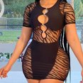 thumbnail image 1 of Lilgiuy Summer Sales Women Summer Cut-out Perspective Short-sleeved Party Club Dress Mini Dress, 1 of 5