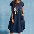 thumbnail image 1 of Lilgiuy Summer Sales Women's Dress Fashion Women Casual Round Neck Print Plus Size Pocket Dress, 1 of 4